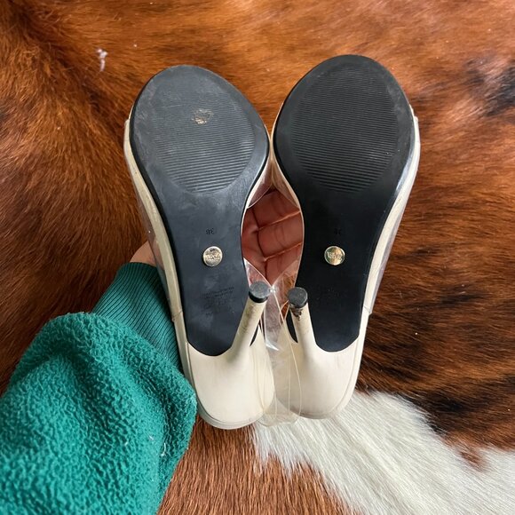 NWOT Zara Size 6 Off White High Heeled Vinyl Sandals - Picture 4 of 8